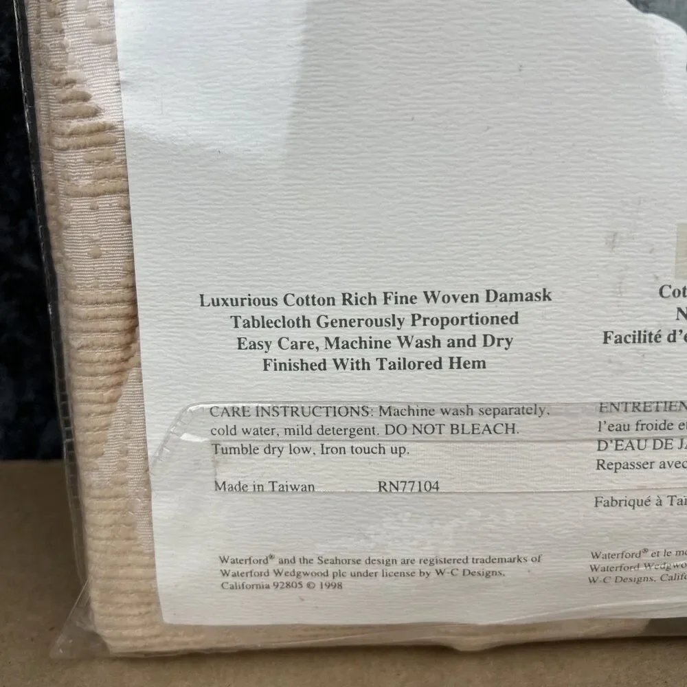 WATERFORD Linens 60” x 84” Oblong Tablecloth Imperial Chenille Banquet New